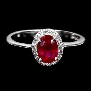 925 Sterling Silver 14k Ring Oval Ruby 7x5mm Natural Gemstone Jewelry Size 8